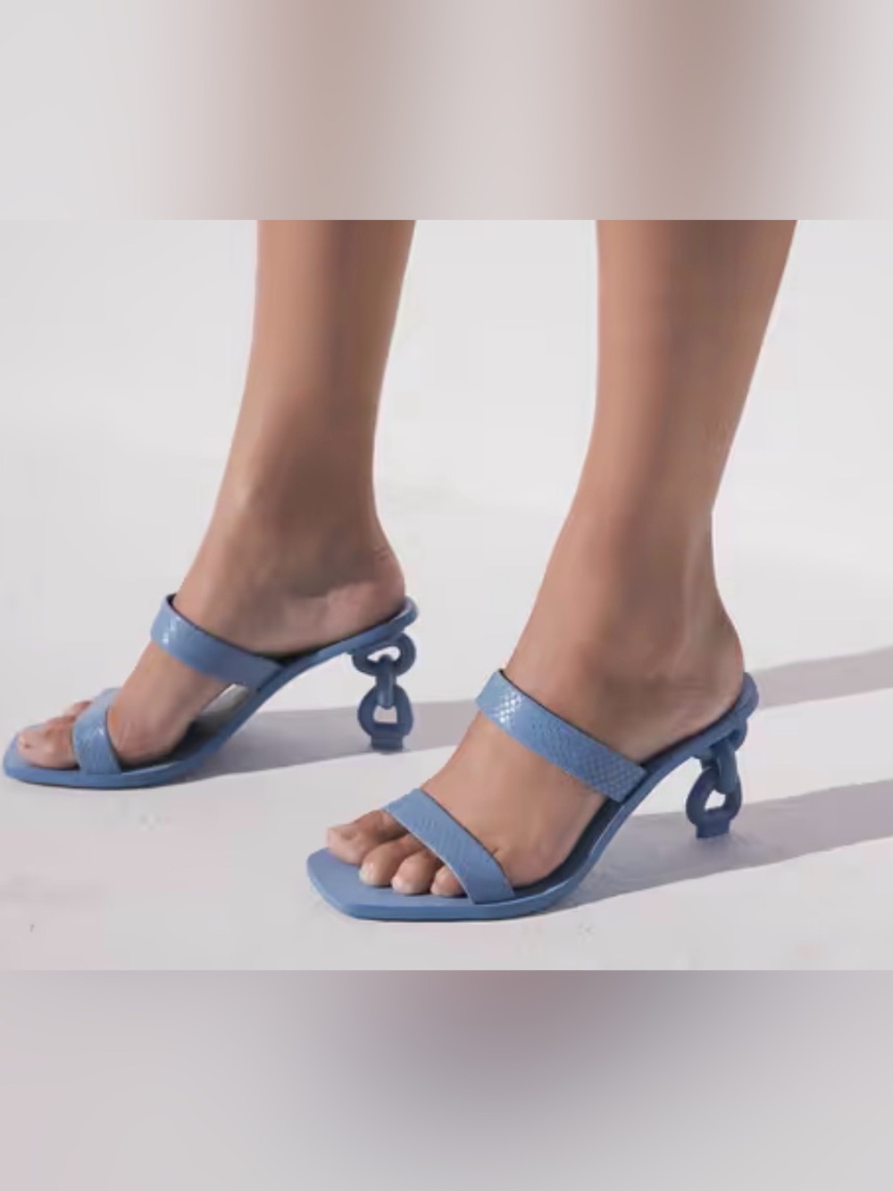 cult gaia Powder Blue Chain-Link Sculpted-Heel Sandals